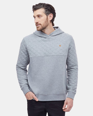 Gray Quilted Graphic Hooded Pullover