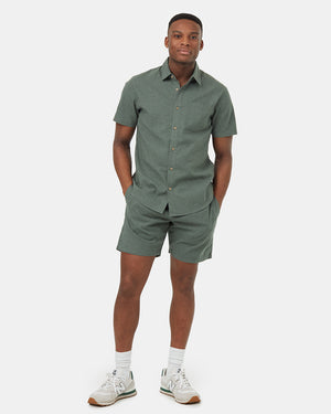 Green-Mens-Hemp-Button-Up-Short-Sleeve-Shirt