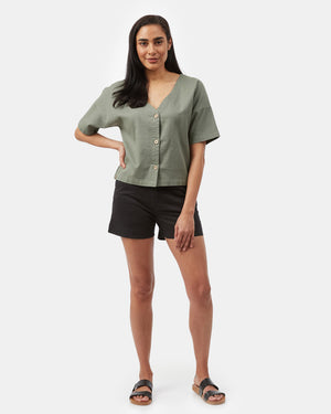 Green Women's Organic Cotton Button-Up