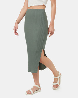 Green-Womens-High-Rise-Midi-Skirt