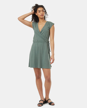 Green-Womens-Knit-Wrap-Dress