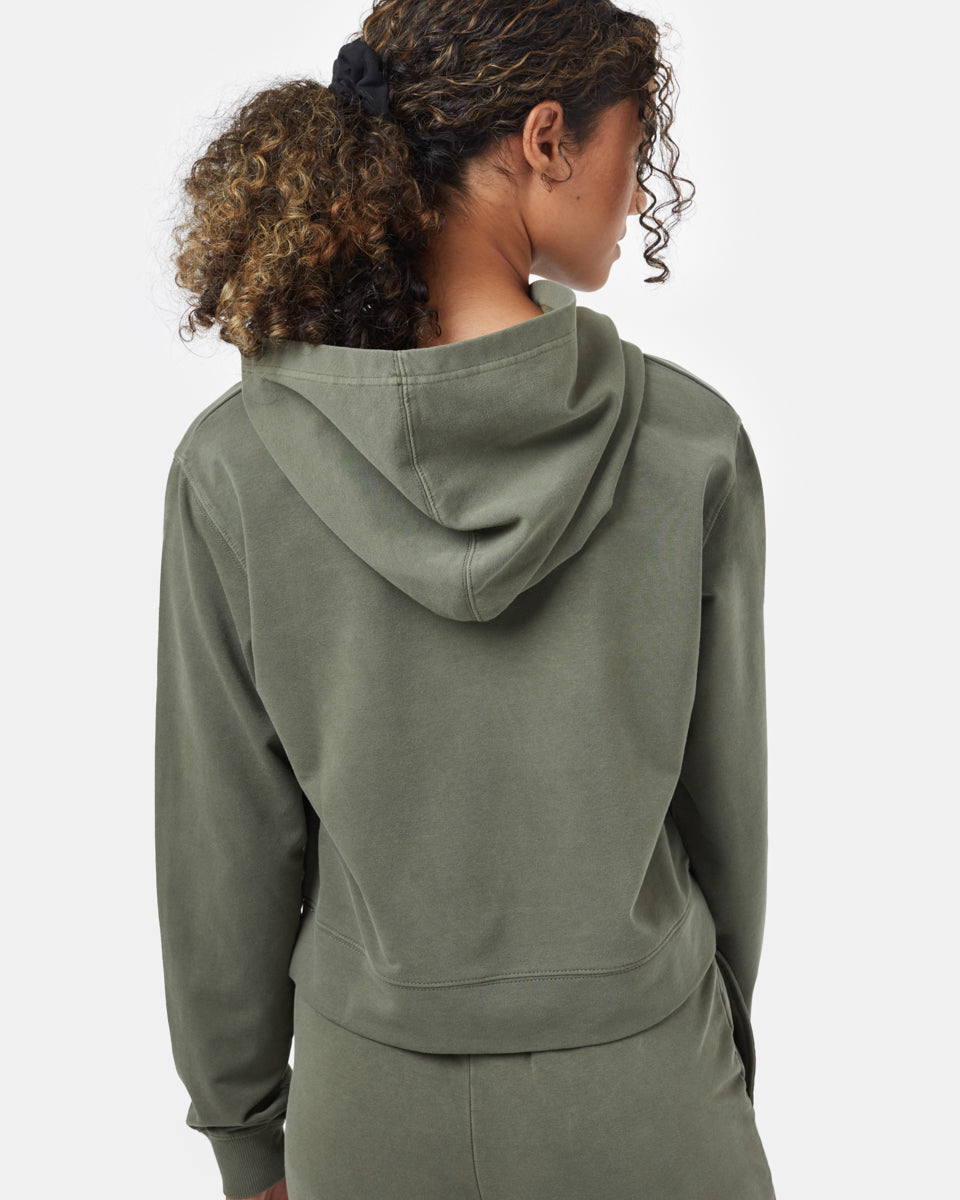 French terry cropped hoodie on sale