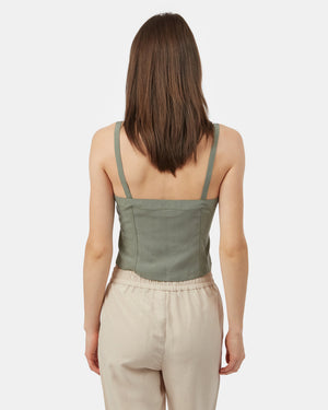 Green Women's Button-Up Tank Top