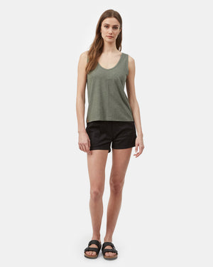 Green Women's Hemp V Neck Tank Top