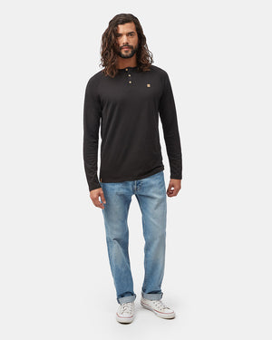 Mens-black-Eco-Friendly-Button-Henley-Shirt