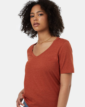 Orange-V-Neck-Short-Sleeve-T-Shirt