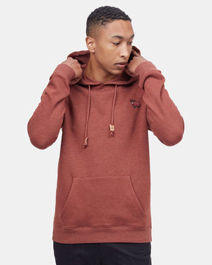 Red Embroidered Graphic Hooded Pullover