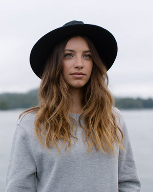 Black Recycled Wool Fedora