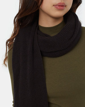 Black Eco-Friendly Wool Knit Scarf