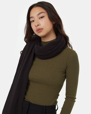 Black Eco-Friendly Wool Knit Scarf