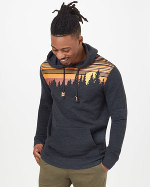 Black Retro Graphic Pullover Hooide