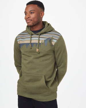 Green Retro Graphic Pullover Hooide