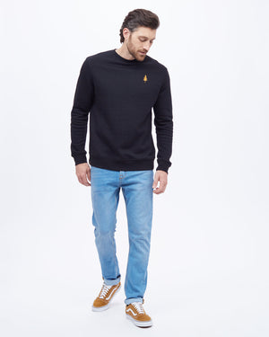 Black,Yellow Men's Long Sleeve Crew Neck Sweatshirt