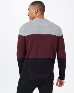 Red,Gray Men's Organic Cotton Striped Jumper