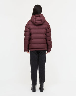 Red Water-Resistant Mid-Length Puffer Jacket