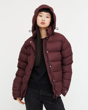 Red Water-Resistant Mid-Length Puffer Jacket