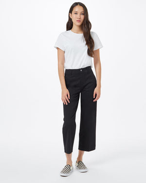 Black Women's Twill Wide Leg Trousers