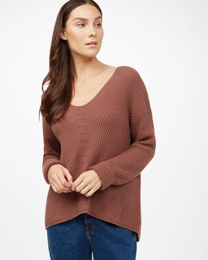 Red Women's Organic Cotton V-Neck Jumper