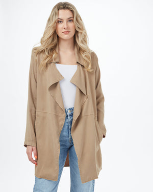 Beige Women's Lightweight Mid Length Coat