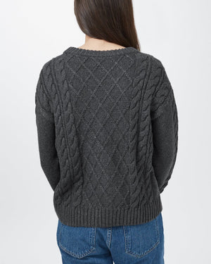 Blue Women's Knit Wool Ribbed Jumper