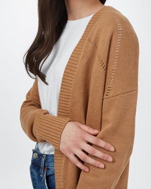 Brown Women's Organic Cotton Knit Cardigan