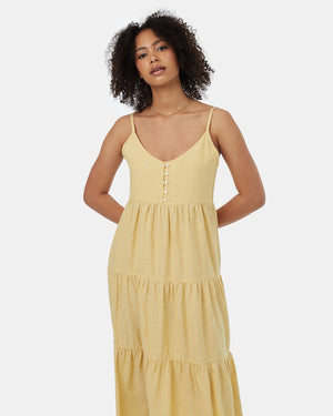 Yellow-Womens-Hemp-Tiered-Cami-Dress