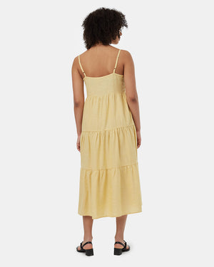 Yellow-Womens-Hemp-Tiered-Cami-Dress